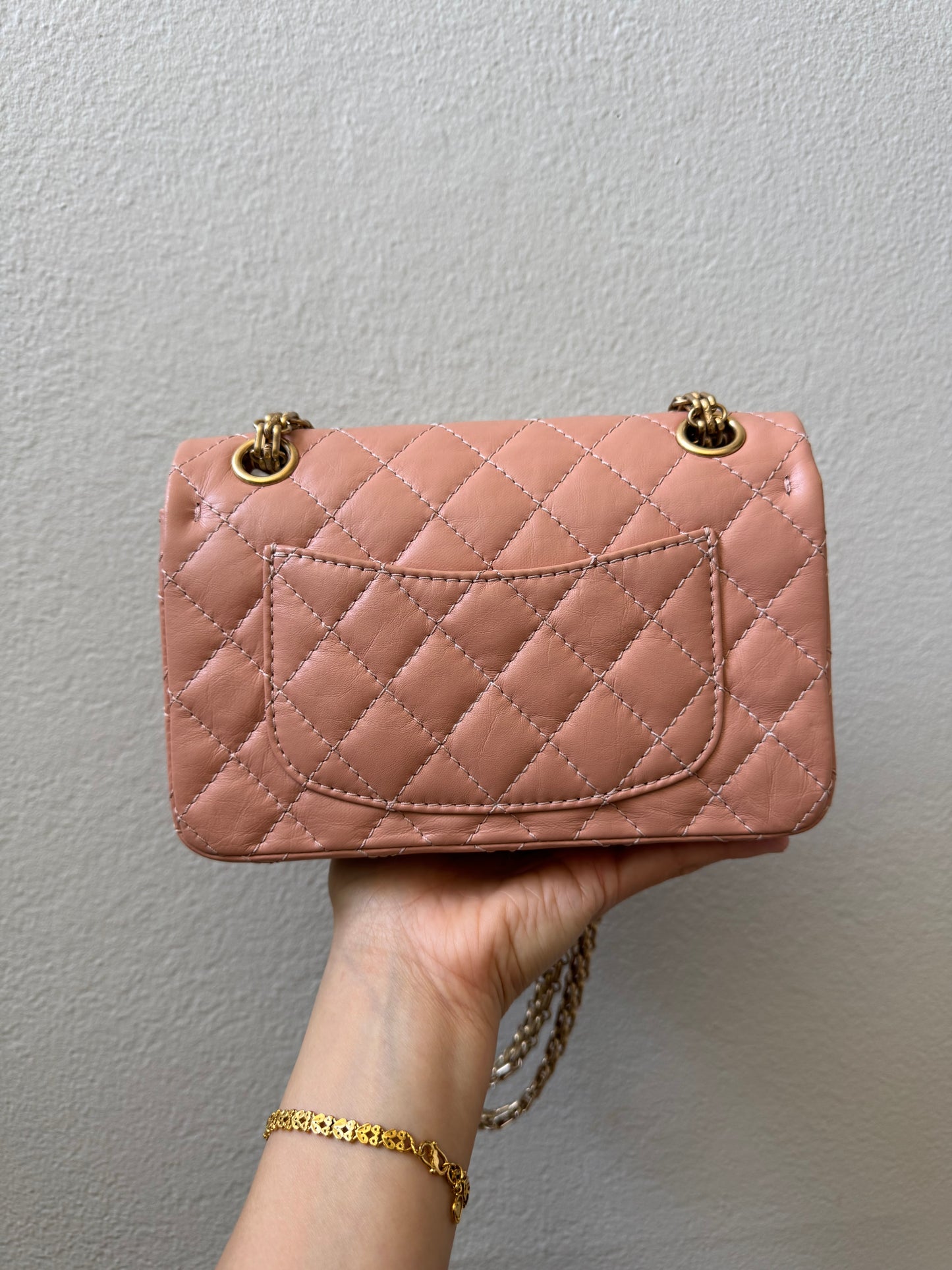 Chanel Mini Reissue 2.55 Blush/ Peach Aged Calfskin Gold Hardware