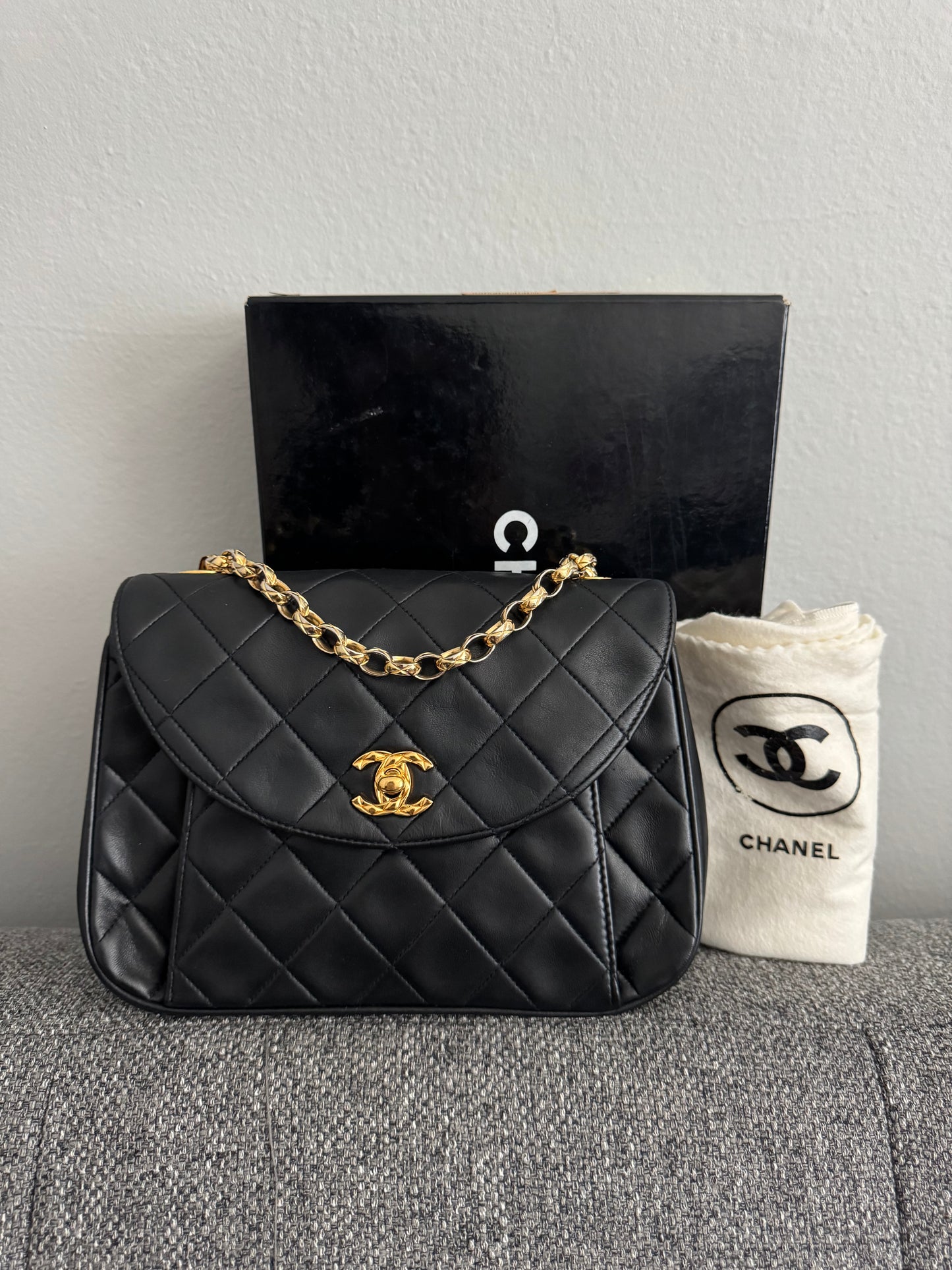 Rare Chanel Black Lambskin with 24K Gold Bijoux Chain