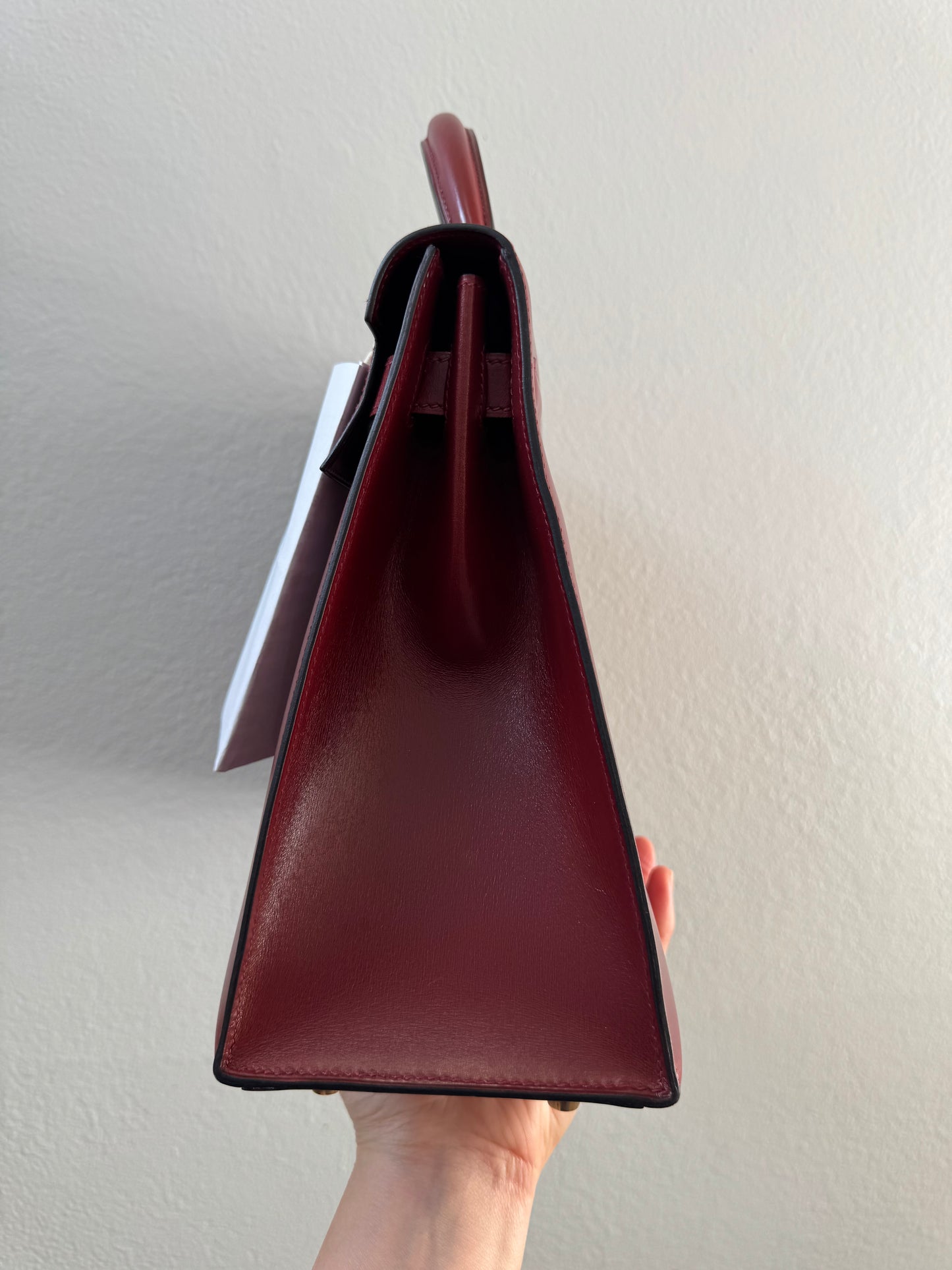 HERMÈS Kelly 32 Sellier Rouge H Box Leather GHW