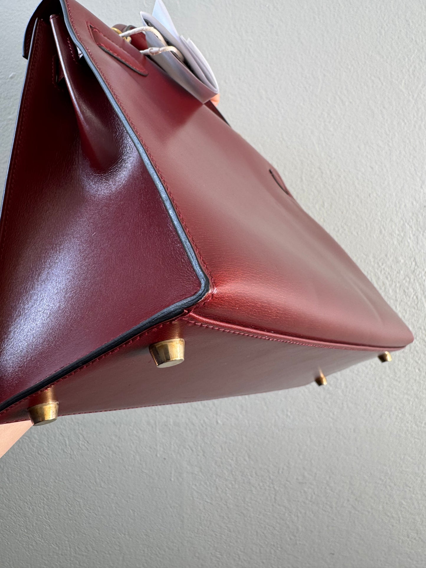HERMÈS Kelly 32 Sellier Rouge H Box Leather GHW