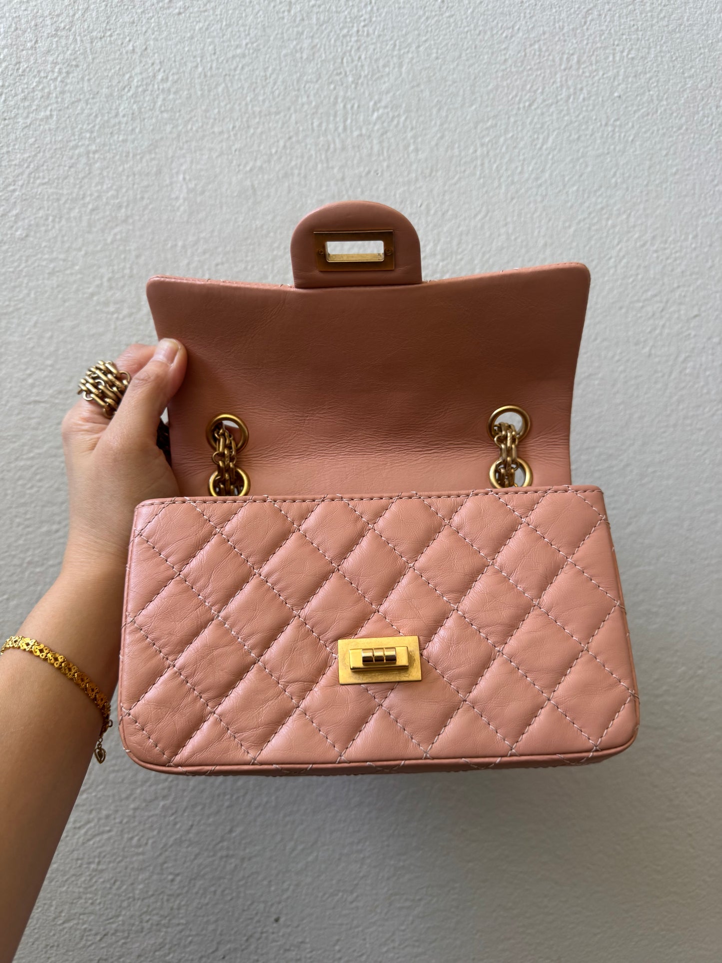 Chanel Mini Reissue 2.55 Blush/ Peach Aged Calfskin Gold Hardware