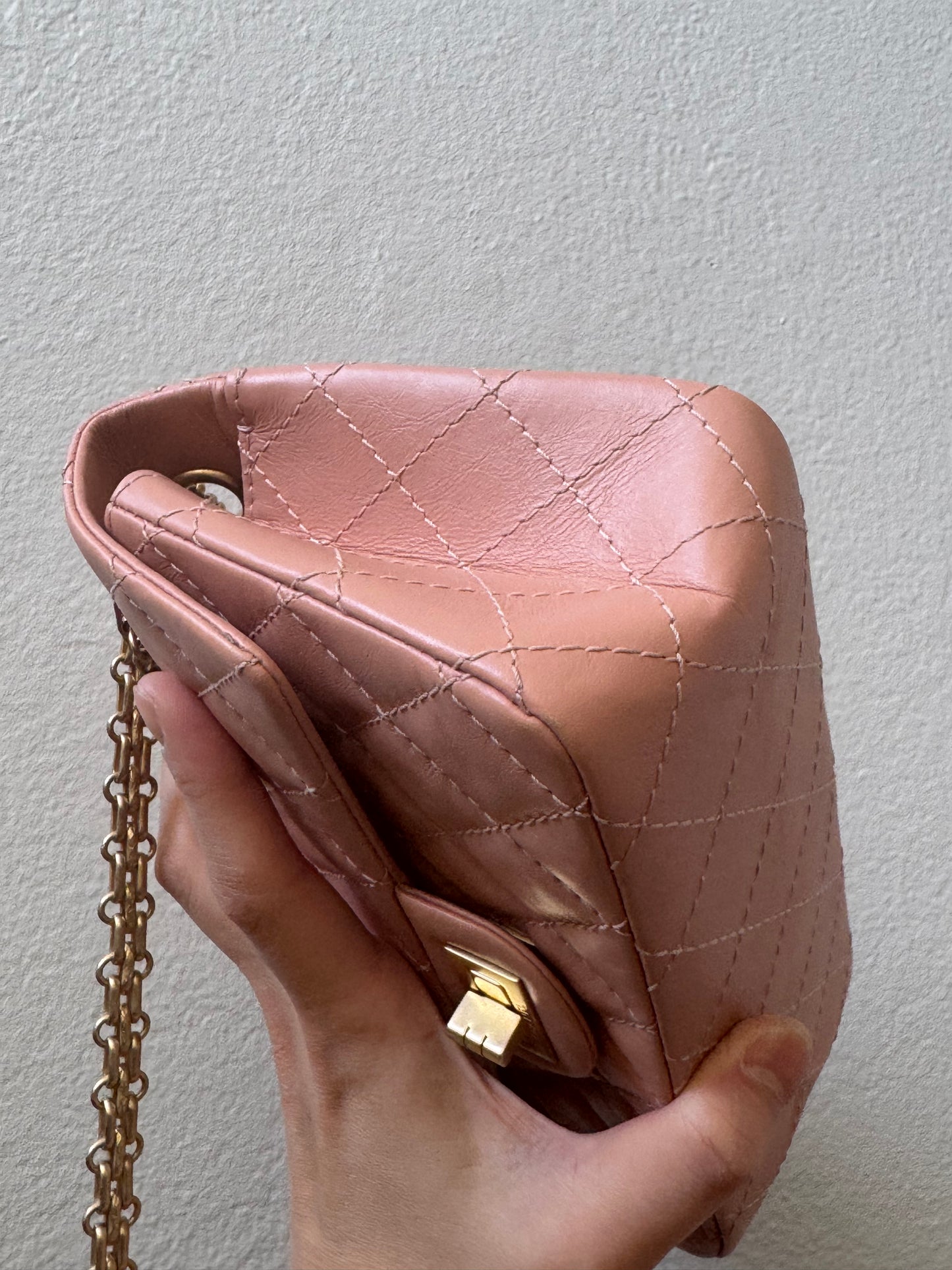 Chanel Mini Reissue 2.55 Blush/ Peach Aged Calfskin Gold Hardware