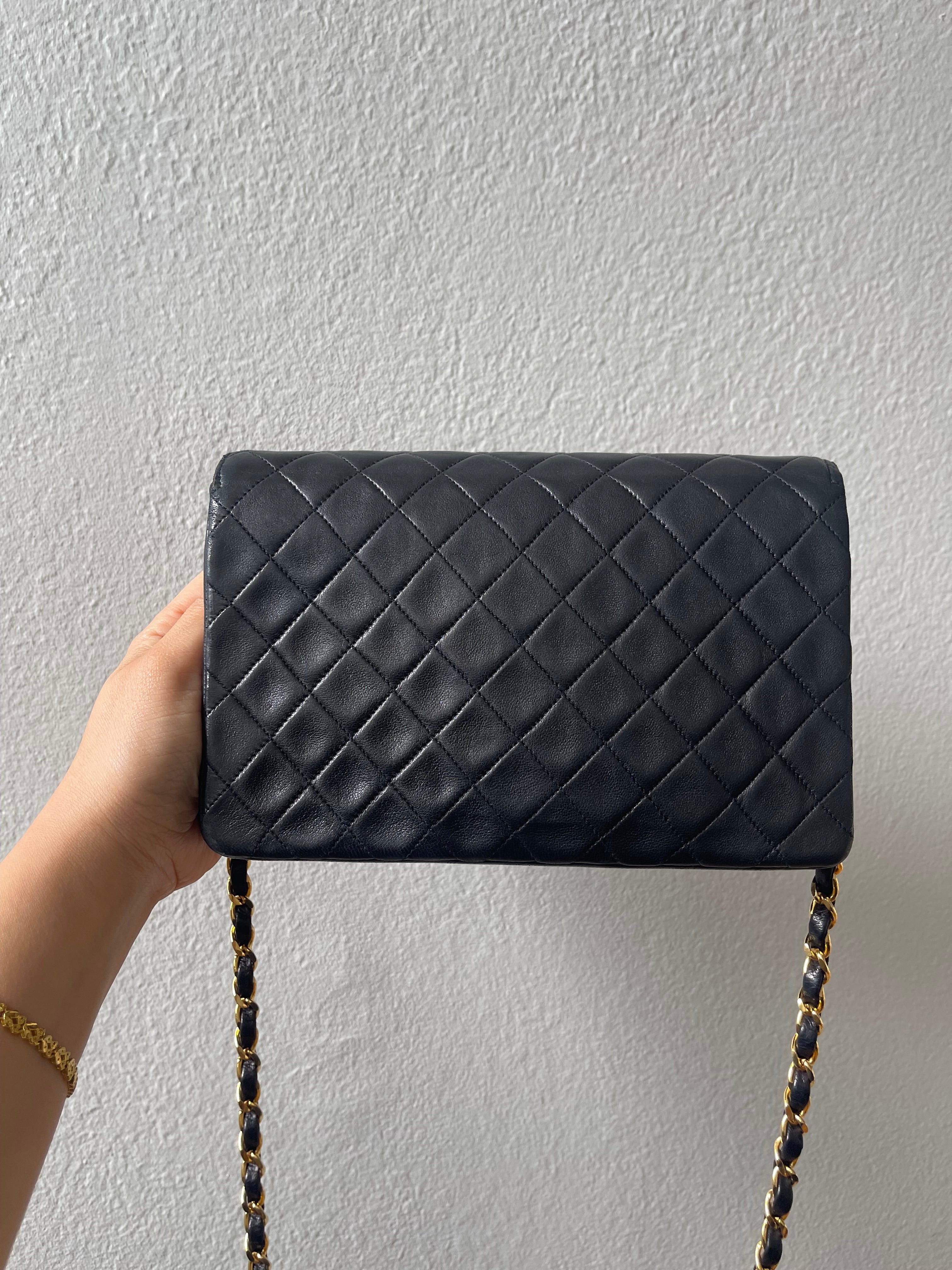 Chanel Vintage Black Lambskin Flap Bag Special Turnlock w 24K GHW