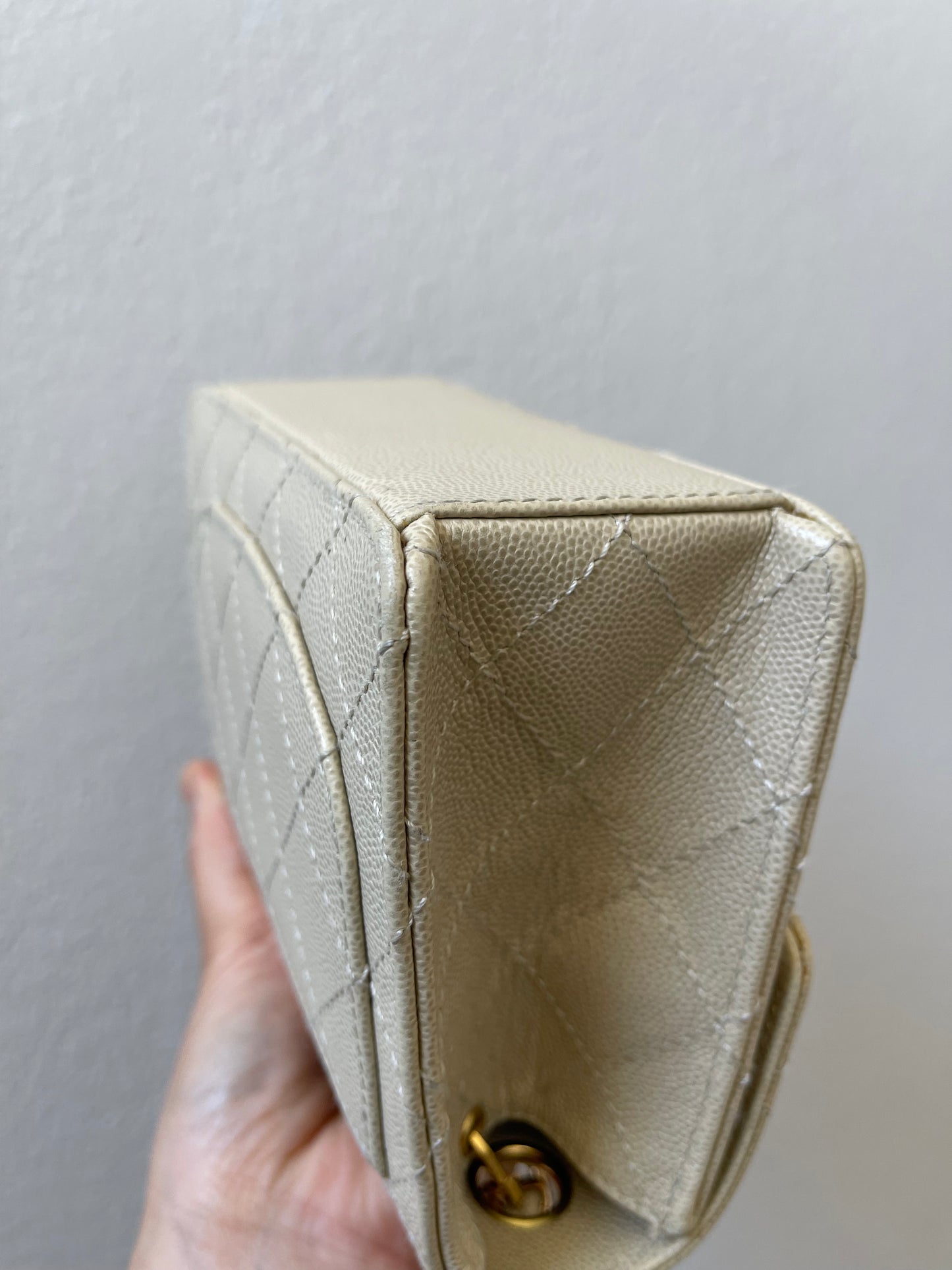 Chanel Vintage Caviar Beige Mini Square with 24K GHW