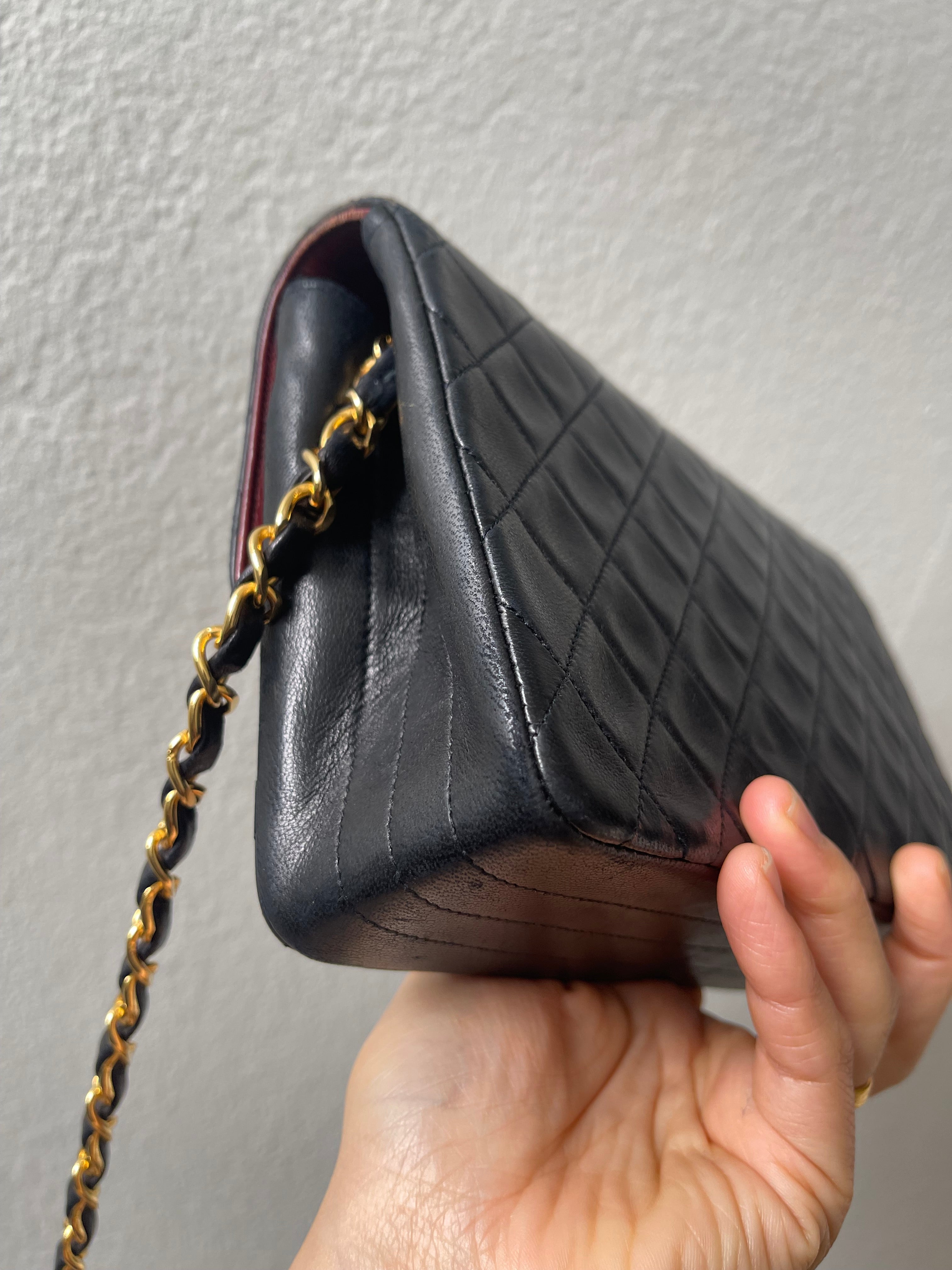 Chanel Vintage Black Lambskin Flap Bag Special Turnlock w 24K GHW