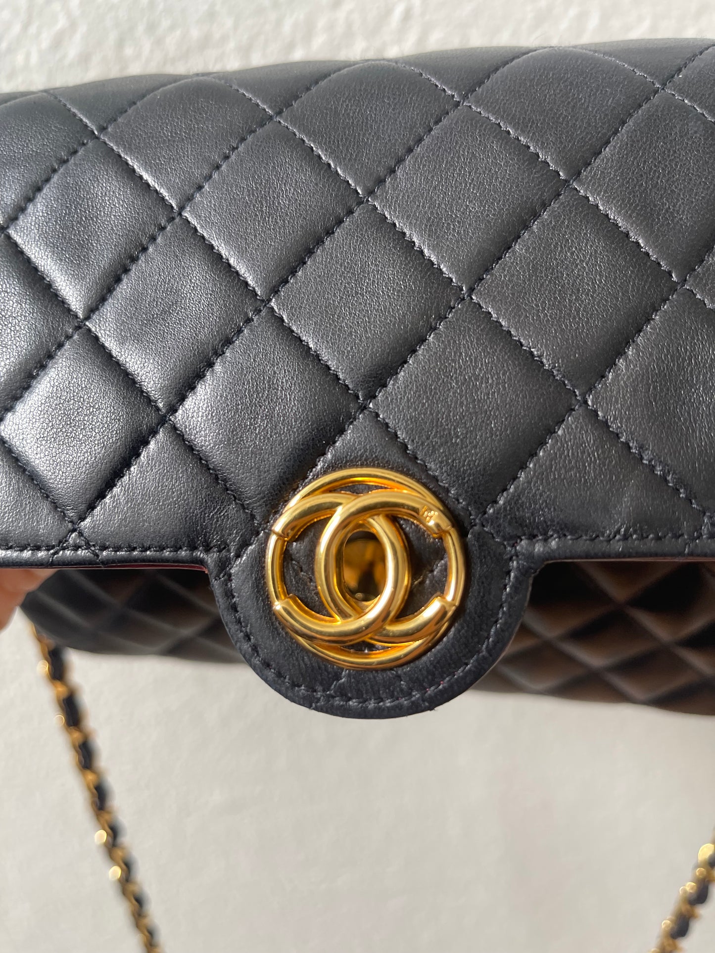 Chanel Vintage Black Lambskin Flap Bag Special Turnlock w 24K GHW