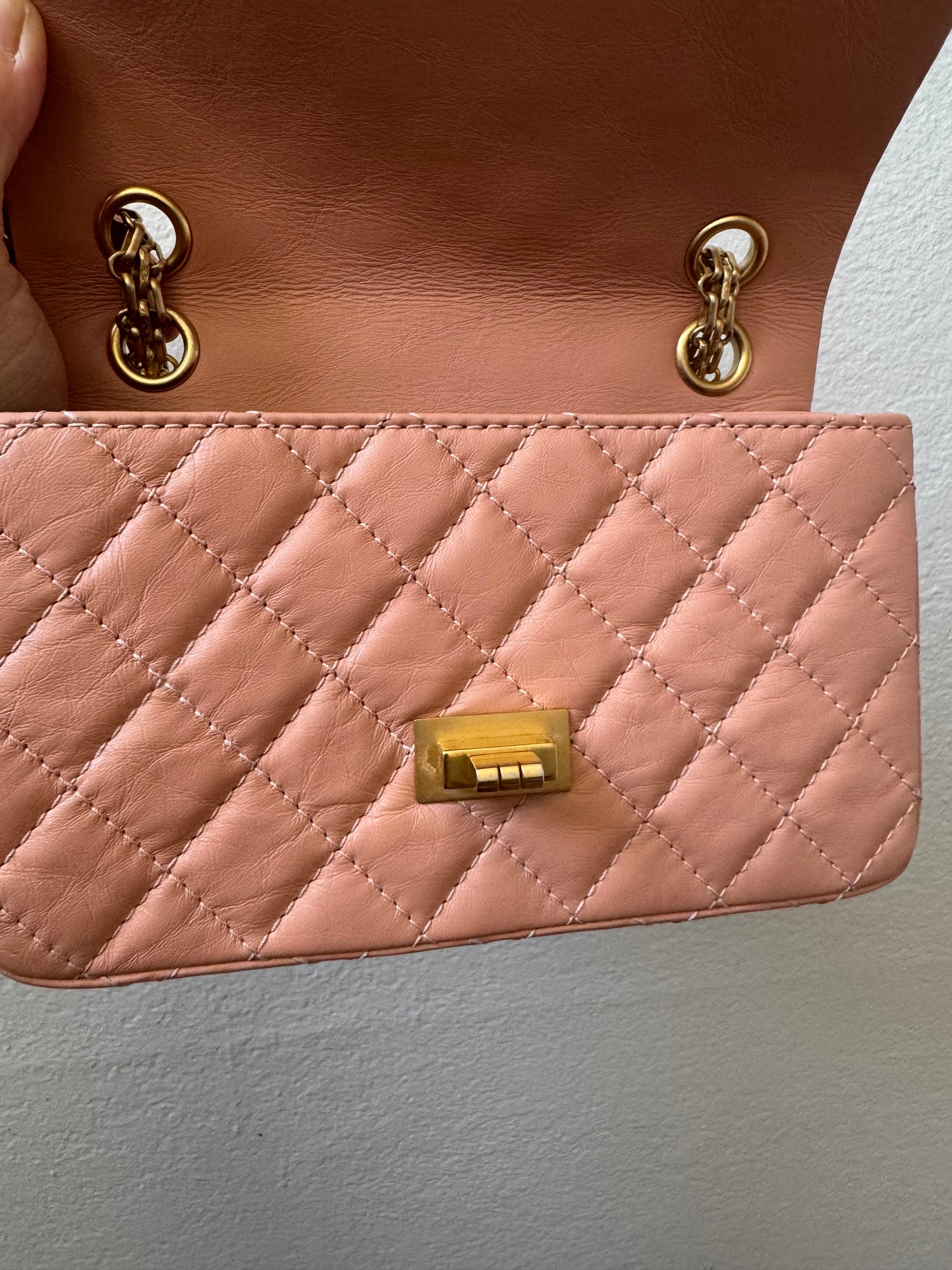 Chanel Mini Reissue 2.55 Blush/ Peach Aged Calfskin Gold Hardware