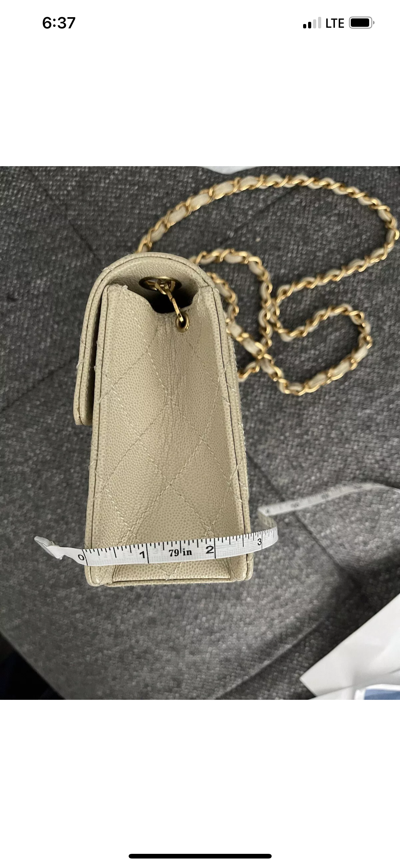 Chanel Vintage Caviar Beige Mini Square with 24K GHW