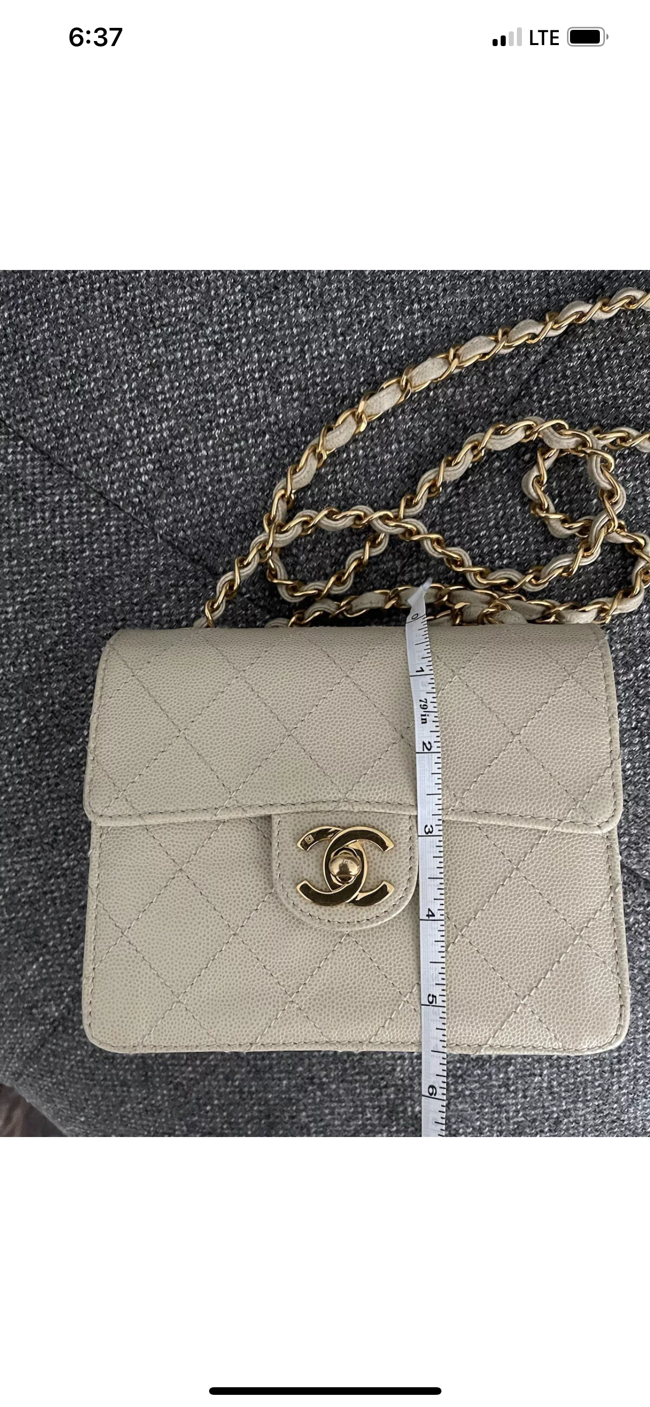 Chanel Vintage Caviar Beige Mini Square with 24K GHW