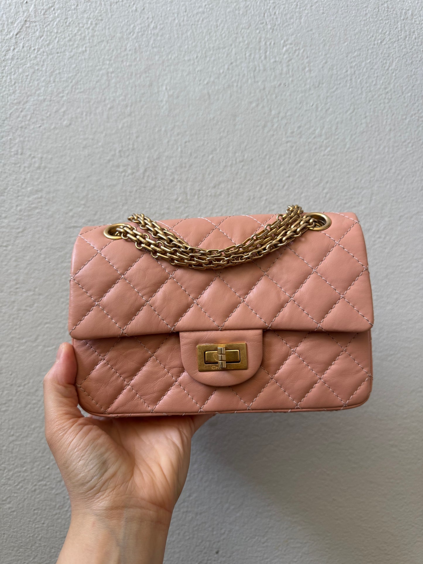 Chanel Mini Reissue 2.55 Blush/ Peach Aged Calfskin Gold Hardware