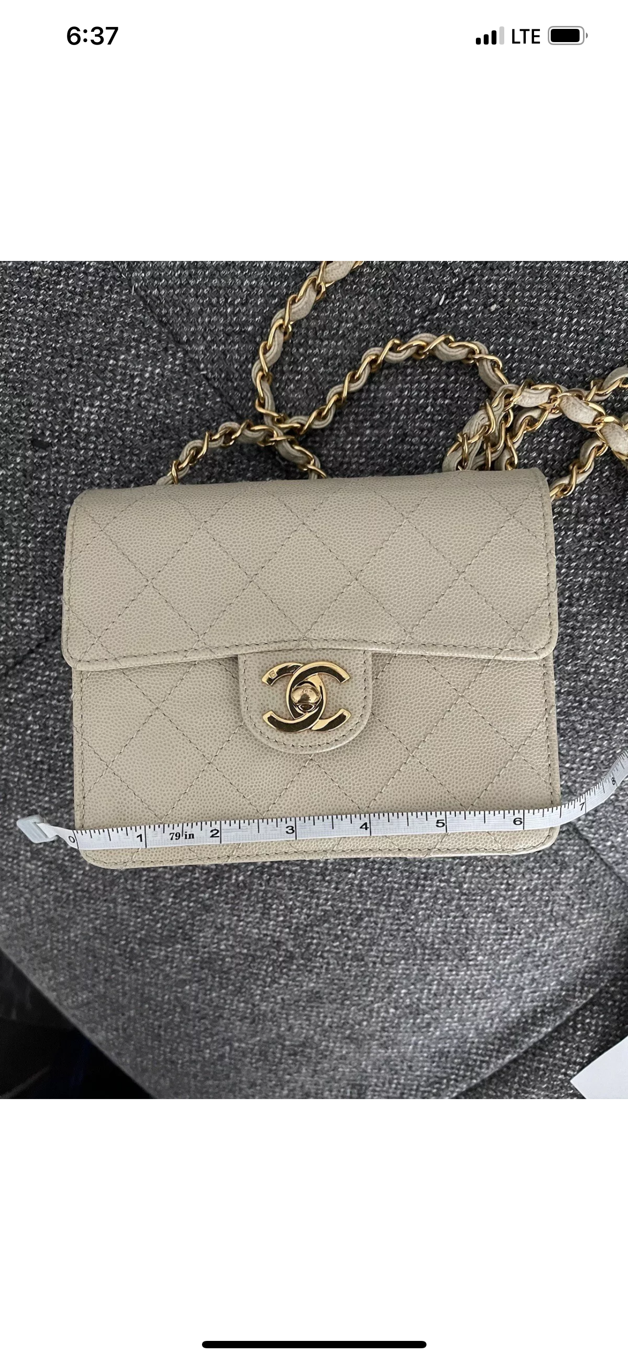 Chanel Vintage Caviar Beige Mini Square with 24K GHW