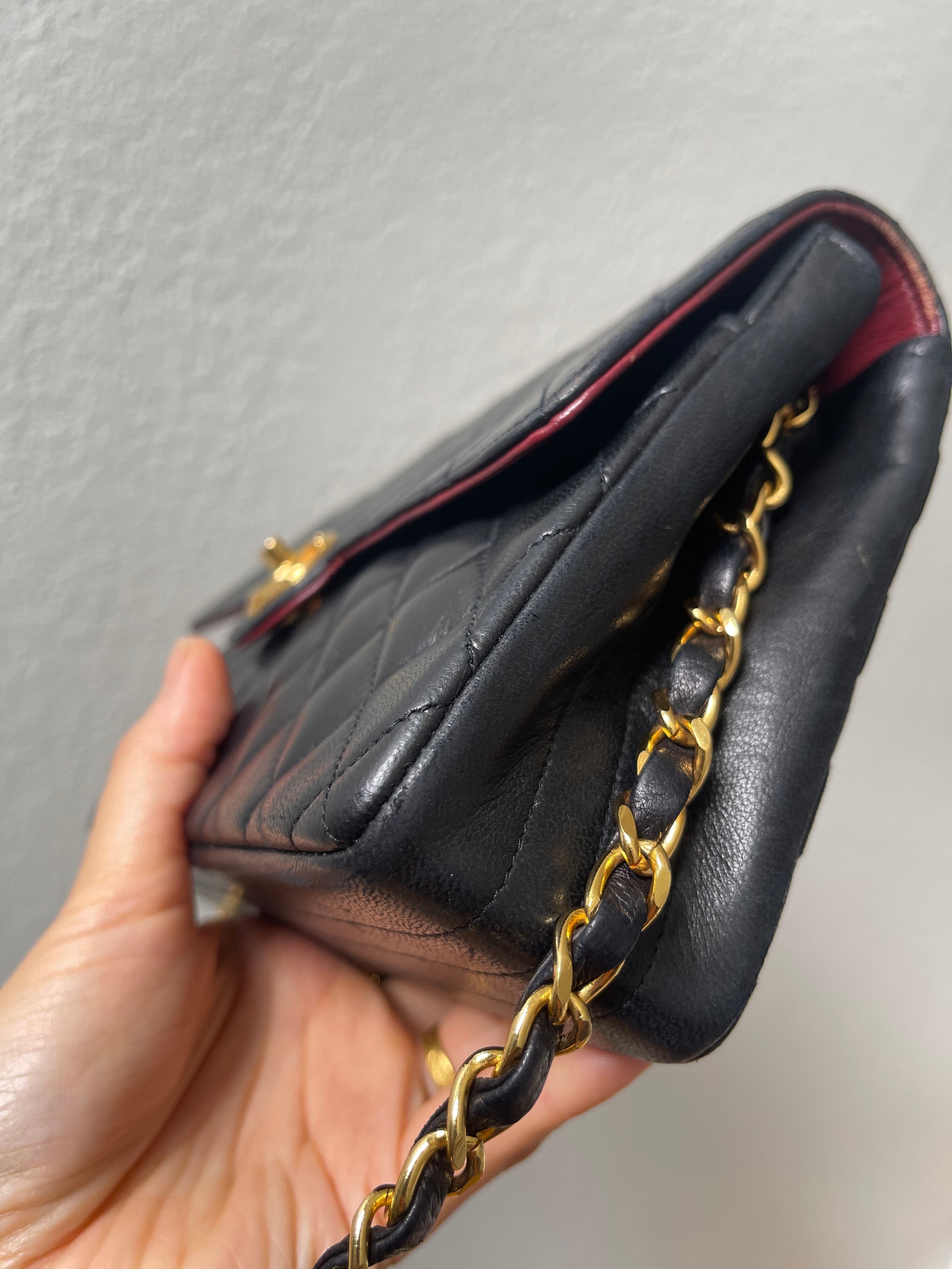 Chanel Vintage Black Lambskin Flap Bag Special Turnlock w 24K GHW