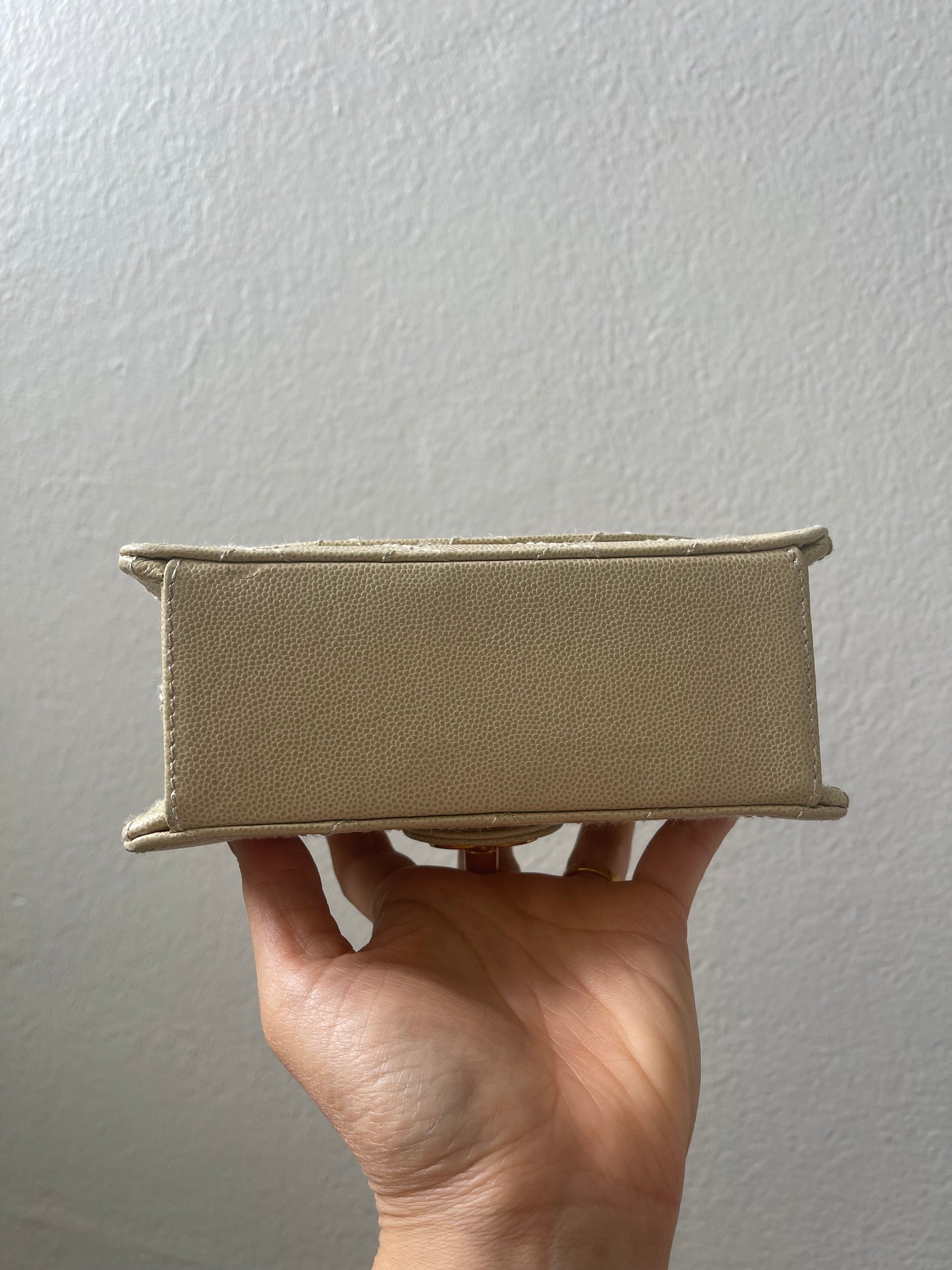 Chanel Vintage Caviar Beige Mini Square with 24K GHW